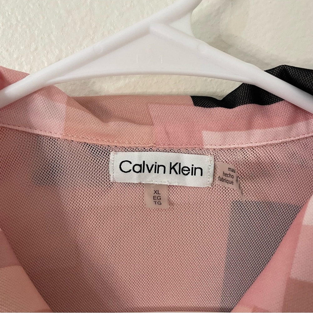Calvin Klein Women's Printed Mesh Button Front Shirt Size XL Color Block - Picture 4 of 6